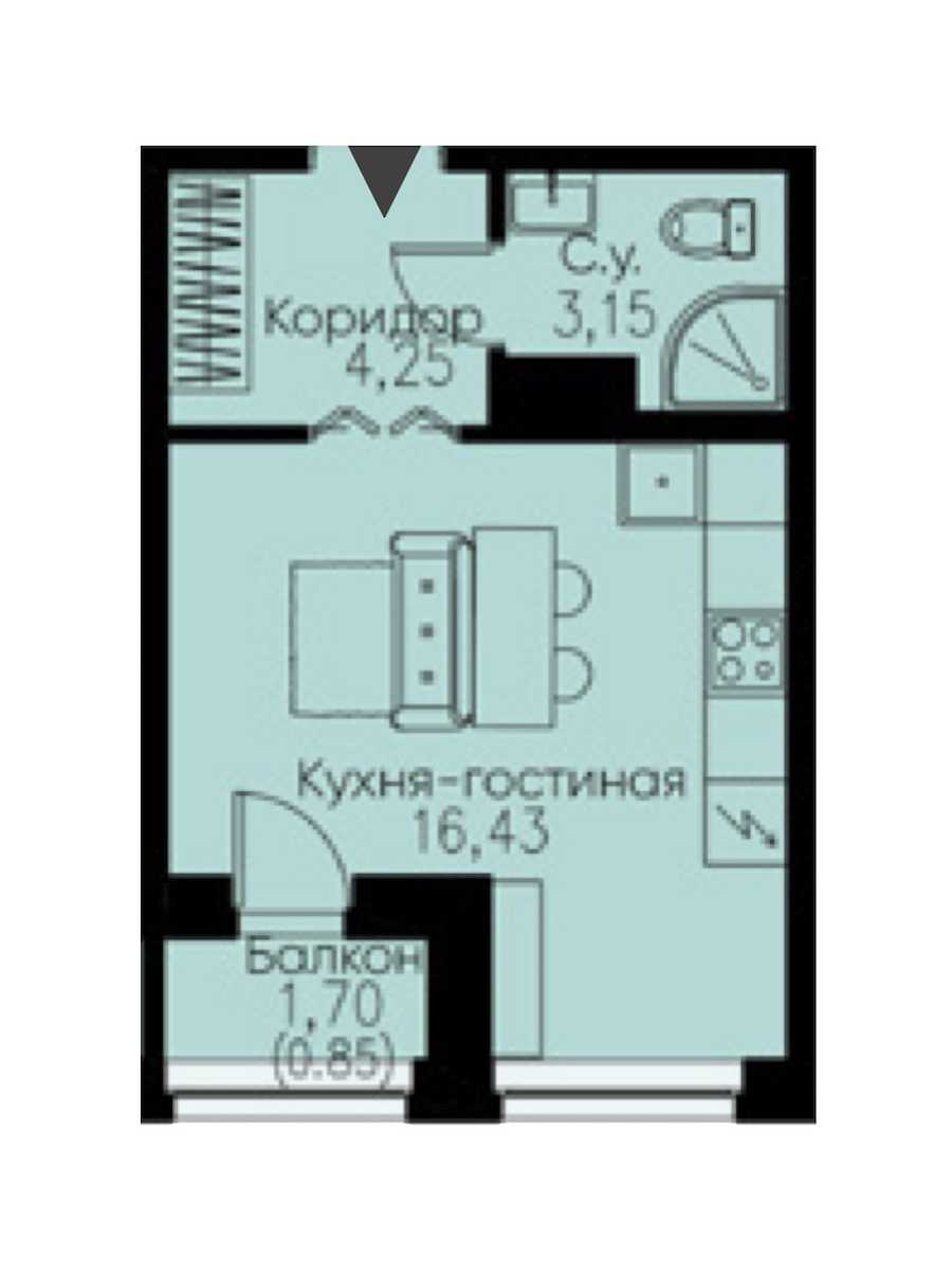 Студия в : площадь 24.68 м2 , этаж: 10 – купить в Санкт-Петербурге